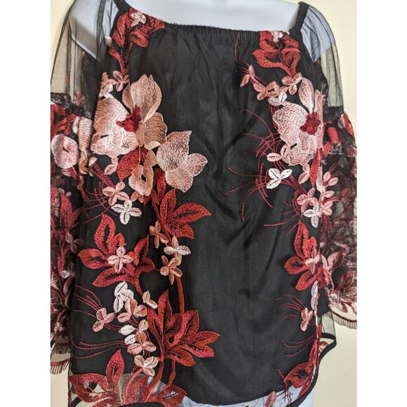 VaVa by Joy Han Embroidered Magnolias Mesh Off Shoulder Top - Picture 5 of 10